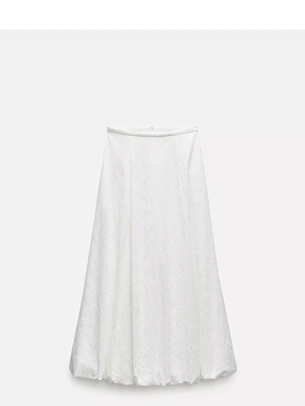 Zara ZW Collection Voluminous Skirt with Cutwork Embroidery White